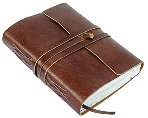 KomalC Handgefertigtes Leder-Tagebuch/Schreib-Notizbuch, Tagebuch/gebunden, täglicher Notizblock für Männer und Frauen, unliniertes Papier, mittelgroß, 20,3 x 15,2 cm (8 x 6, Cherry Red)