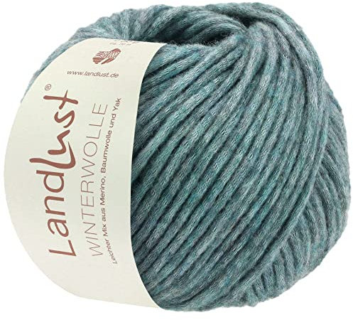 LANA GROSSA Landlust Winterwolle | Soffilo mit Yakfasern | Handstrickgarn aus 50% Schurwolle (Merino), 35% Baumwolle & 15% Yak | 50g Wolle zum Stricken & Häkeln | 70m Garn