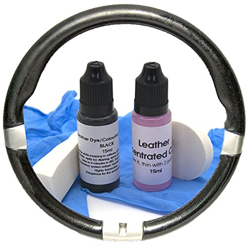 Leather Assist Kit de reparación de cuero negro diseñado para Mercedes Benz para volante de coche, pintura de reparación pequeña