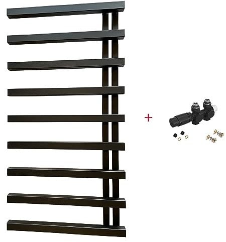 Designbadheizkörper EFTALIA 1245 x 600 mm. Badheizkörper Handtuchtrockner Handtuchwärmer (Schwarz Anthrazit)