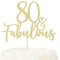 LOVENJOY 80 und Fabulous Kuchen Topper Geburtstag Tortendeko Gold Glitter für Happy 80th Birthday Party Dekoration