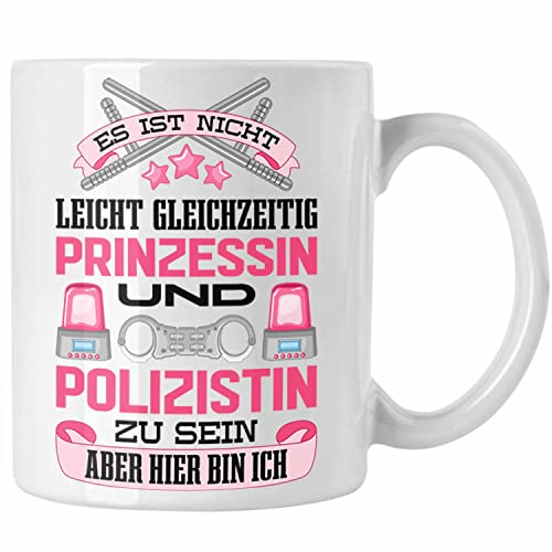 Trendation - Polizistin Geschenk Tasse mit Spruch Geschenke Polizei Frauen Lustig Blaulichtmilieu (Weiß)