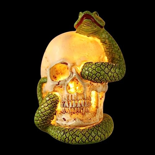 ABOOFAN LED Statue Licht Nachtlicht Kunstharz mit LED Leuchten Schreibtischlampe Skelett Figur für Halloween Spukhaus Stehtisch