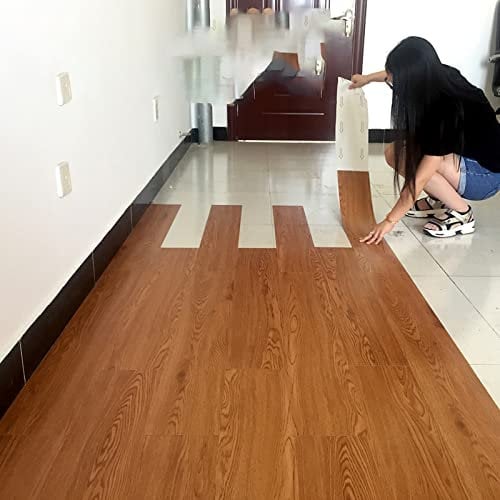 HARICSET PVC Bodenbelag Vinylboden Selbstklebend rutschfeste Selbstklebende Vinyl-Dielen White Oak Dekor-Dielen für Fußbodenheizung(Size:10sqm,Color:14)