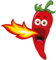 Kleberio Aufkleber scharfe rote Chilischote mit Flamme wasserfest Gemüse Sticker Küche Restaurant Autoaufkleber Deko 11 x 10 cm
