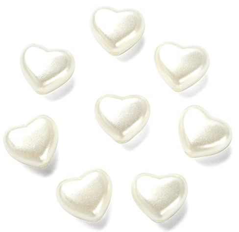 Ipotkitt 200 Stück Blickdichte Acryl-Herz-Perlen - Imitationsperlen, Weiße Abstandshalter für DIY-Handwerk, Schmuckherstellung