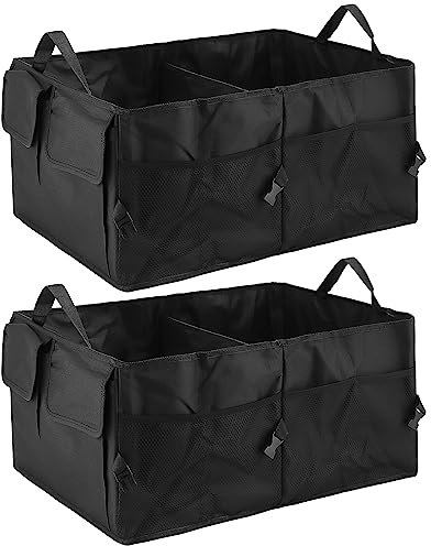 FUNSUEI 2 PCS Car Boot Storage Organiser, Foldable Car Boot Organiser, Tidy Storage Box, Large Volume Shopping for All Vehicle, 56 x 39 x 26.5cm
