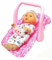 PNJB, Baby Doll Rocking Cradle Seat For Cars, Baby Doll Accessory, Toy For Car Seat, Rocking Cradle With Doll Comfort Carry Along Baby Doll, Pretend Play For Kids, Best Gift For Kids, Pink