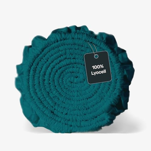 twenty:three Lyocell Spannbettlaken 200x200 Juice Petrol - 100% Tencel - Gewonnen aus Eukalyptus - Hochwertig - Nachhaltig - Atmungsaktiv - Luxus - Hypoallergen