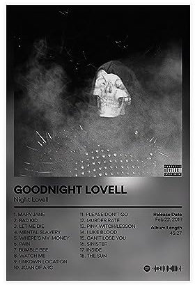 Night Lovell - Goodnight Lovell - Musikalbum Poster Leinwand Poster Wandkunst Dekor Druck Bild Gemälde für Wohnzimmer Schlafzimmer Dekoration ungerahmt 30 x 45 cm