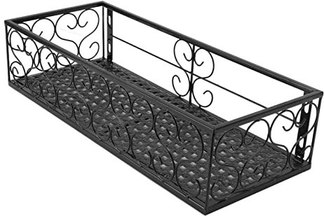 Keebgyy Balcony Flower Rack, Flower Stand, Decorative Flower Rack, Hanging Flower Pot Hanger Hanging Wrought Iron Fence Indoor Windowsill Succulent Shelf, Hanging Railing Planter