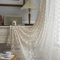 Freyamy 2er Set Gardinen Transparent Blumen Stickerei,Transluzente Vorhang Beige mit Stangendurchzug,Bestickte Spitze Gardinen Vintage Makramee,Tür Stangentaschen-Vorhang 260x150cm für Schlafzimmer