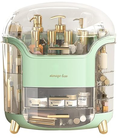 Suyoo Makeup Organiser Storage Box - Cosmetics Organisers Skincare and Beauty Case with Drawers for Bedroom Bathroom Desktop Dust-Proof Waterproof(Light Green)