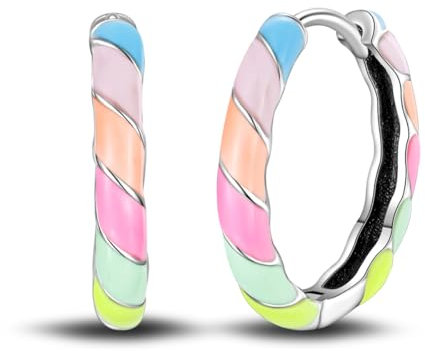 QIKAOLA S925 Silber Ohrringe für Frauen Huggie Hoop Ohrringe creolen bunt kubischer Zirkon