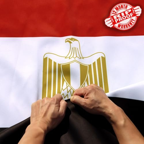 Anley Rip-Proof Double Sided 3-Ply Egypt Flag 3x5 Foot - Vivid Color, Canvas Header and Wrinkle Resistant - The Strongest, Longest Lasting Egyptian National Flags 3 X 5 Ft