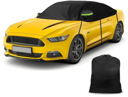Halbe Autoabdeckung Ersatz für Ford Mustang 2005-2024, Dachschutz-Autoabdeckung Wasserdicht, Halbe Garage mit Riemen, UV-beständig für jedes Wetter, Regen-Sonnen-Staubschutz