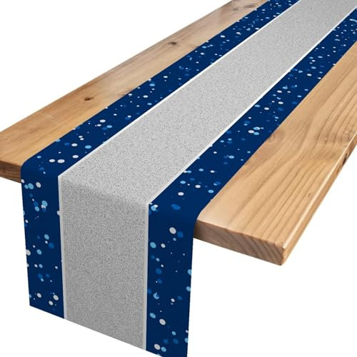 Tischdeko Geburtstag Blau Silber,Tischläufer Geburtstag Deko Happy Birthday Tischläufer Tischdecke für Kinder Mädchen Jungen Geburtstag Party Dekoration 180 x 35cm