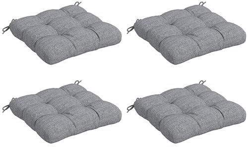 Outsunny Lot de 4 Coussins de Chaise de Jardin, Coussins extérieurs capitonné, Rembourrage 10 cm avec Attaches, dim. 48L x 48l cm Gris