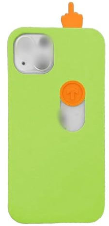 LEVDRO 3D Printed Middle Sliding Finger Sliding Phone Case, Funny Spoof Phone Case, Funny Spoof Phone Case, Creative Friendly Gesture Case Toy Model for iPhone 15/14/13 (Green,for iPhone 14)