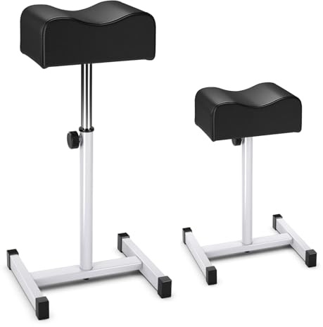 RELAX4LIFE Tabouret de Pédicure Hauteur Réglable 44-65 CM, Repose-Pieds Pédicure avec Coussin Doux, Support Pieds Portable pour Pédicure, Manucure, Spa, Charge 10 KG (Noir)