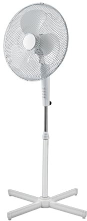 Daewoo, Ventillateur sur Pied 40 cm 45 W Blanc, Puissance 45 Watts, 3 pales, 3 vitesses de ventilation, Angle d’oscillation 80°, Diamètre grille 40 cm, Silencieux, Hauteur Réglable