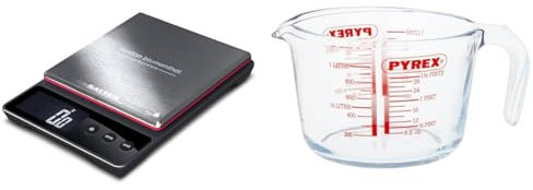 Heston Blumenthal Precision by Salter 1140A HBBKDR Digital Kitchen Scales - Premium Compact Baking & Pyrex Glass Measuring Jug, Transparent, 1 Litre