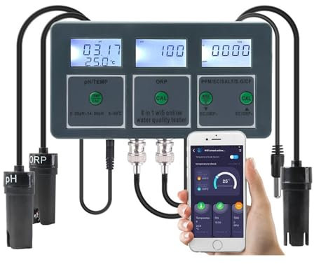 AUBEST TDS-Messgerät Tuya Smart PH ORP TDS EC SALZ S. G Temp CF Monitor Meter Online Aquarium Wasser Qualität Tester Daten Logger Controller(with Liquid)