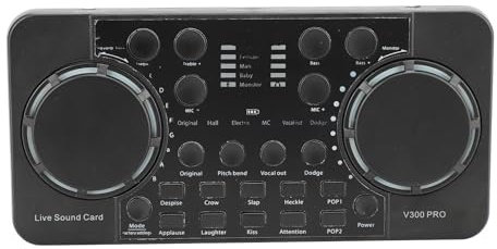 Annadue Live Soundkarte, Mixer, Stereo Sound, Lautsprecher mit Verschiedenen Soundeffekten, DJ Mixer für Studioaufnahmen, Rundfunk, Live Streaming