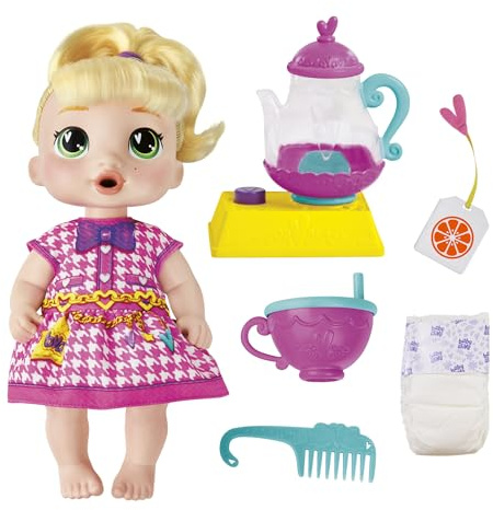 Baby Alive Teeparty LaLa GooGoo Puppe mit Tee-Accessoires, Blonde Haare, 28 cm groß, Spielzeug für Mädchen und Jungen ab 3 Jahren