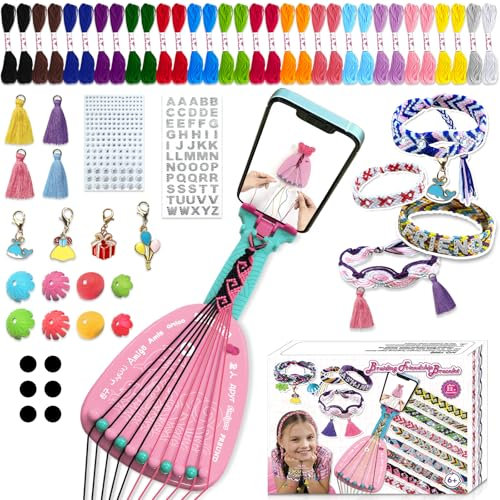 Freundschaftsarmbänder Selber Machen +50 Threads Freundschaftsbänder Bastelset Freundschaftsarmband Basteln Armbänder Flechten Handseilflechter DIY Set für Kinder Alter 6-12 Jahre Geschenke Spielzeug