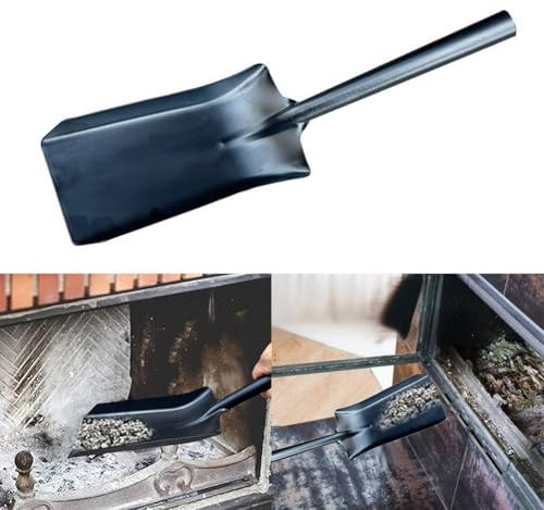 Pala de carbón, pala de mano de metal de 16 pulgadas, pala de limpieza multiusos para jardín, hojas de carbón, para interiores y exteriores, 41 x 10 cm