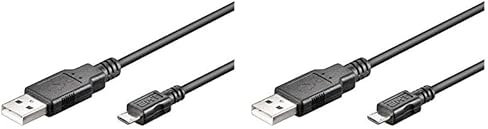 goobay 95736 Câble Micro - USB 2.0 de recharge et de synchronisation; 0,15m, noir (Lot de 2)