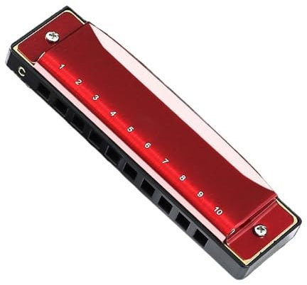 Blues-Mundharmonika Blues 10 Löcher C-Stimmung Anfänger 10 Löcher Professionelles Leistungsinstrument(Up Red)
