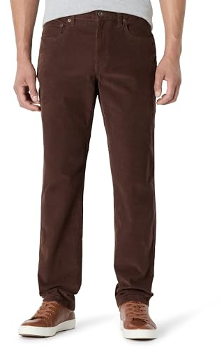 Amazon Essentials Pantalon en Velours Côtelé à 5 Poches Coupe Droite Homme, Noisette, 28W / 30L