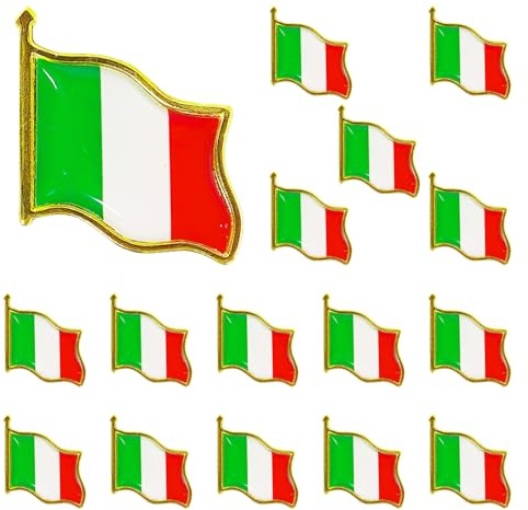 UOPJDD 15 Pezzi di Spille di Bandiera Italiana, Souvenir da Festa, Forniture per Eventi Sportivi, Spille Decorative.