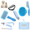 Lanswood Hundebürste Katzenbürste 6-teiliges Haustierpflege Set - Hundebürste Unterwolle, Hundepflege Rechen, Hundeknipser und -trimmer, Flohkamm, Badebürste | Blau