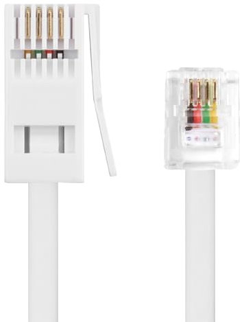 ltteea Telephone Cable Phone Cable 5m BT Telephone to RJ11 for Landline ADSL Modem BT Plug to RJ11 Male Broadband 6P4C 4-Pin Extension Lead for UK Landline Modem Fax Dial-Up Home Office