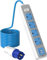 5M Camping Electric Hook Up Cable - 4 Way Gang Extension Lead with 2 USB, 16A 220V Heavy-Duty Mains Extension Lead, Camping Hook Up Power Cable for Campervan, Caravan, Motorhomes (Blue)