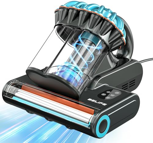 Belife M8 Mattress Vacuum Cleaner, 18Kpa Bed Vacuum Cleaner with UV & Hot Air & High Heating, 550W Powerful Suction Double-Cup Handheld Vacuum Sofa Couch Cleaner for Dust Pillow Crib Pet Hair, Corded