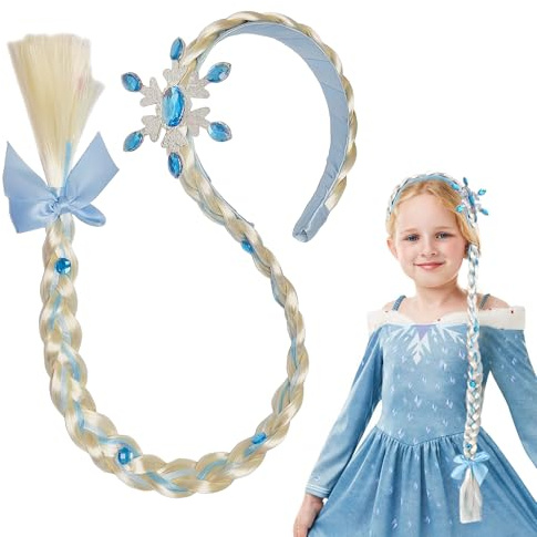 Bandeau Tressé Raiponce, Princesse Perruque Enfant Fille, Tresses Cheveux Extensions, Perruque tressée, Bandeau Princesse Raiponce Tresses, pour Carnaval Haloween Fête Cosplay (B)