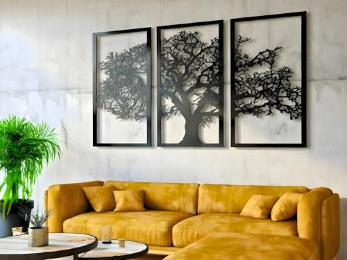 VAILLA Albero della Vita da Parete Quadri Moderni – Legno 3D Cucina Casa | Legno MDF 6 mm, Tagliato al Laser, Albero della Vita, 5 Misure, Nero Argento Oro, personalizzabile, Soggiorno Cucina