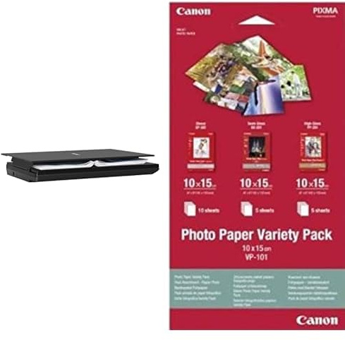Canon LiDE 300 Colour Flatbed Scanner - Black & 10 x 15 cm Photo Paper