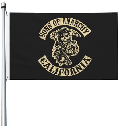 Doppelseitige An*archy TV-Series Sons Flagge Robuste 3x5 Ft Flagge Schnelltrocknendes Gewebe Farbecht und Einfach zu hängen mit Metallösen für Innen- und Außendekoration
