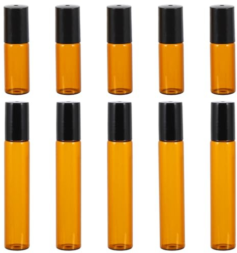 OFFIGAM Flacons Roll-on 5ml et 10ml en Verre Marron Anti-fuite Lot de 10 Protège Huiles Essentielles des Rayons pour Aromathérapie Portable