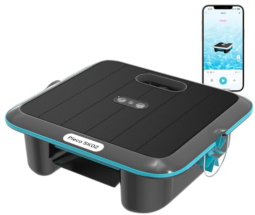TALOSBO SK02 Robot Limpiafondos Piscina, Skimmer de Piscina Solar con Control App,Carga Dual, Sensor de Temperatura, Limpiador de Piscina Skimmer Automático 24/7