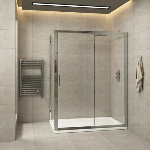 1000 x 700mm Sliding Shower Enclosure with Side Panel 6mm Safety Tempered Glass Shower Cubicle Door Screen Reversible