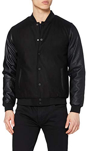 Urban Classics Homme Oldschool College Jacket Blouson, Noir (Blk/Blk 00017), 4XL Grande taille EU