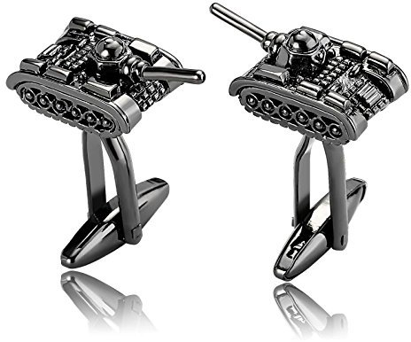 Beydodo Manschettenknopf Cuff LinkTank Form Silber Schwarz Herren Manschettenknöpfe Hochzeit Edelstahl (Cufflinks)