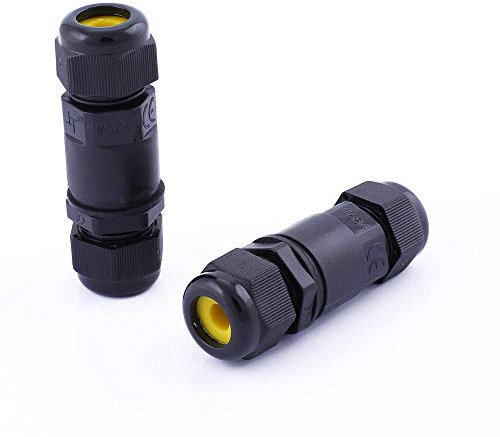 SENRISE 2/3 Pin wasserdichte Abzweigdose Outdoor Kabelverbinder Externe Hülsen-Kupplung, 2 Stück, Schwarz