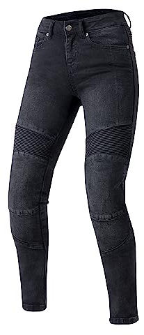 OZONE MOTO Agness II Lady Pantalones Vaqueros de Moto Mujer | Forro de Fibra Aramida | Protectores de Rodilla Nivel 2 | Bolsillos para Protectores de Cadera y Coxis | Slim Fit